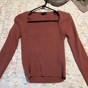 Blu Pepper Rust Ribbed Knit Top